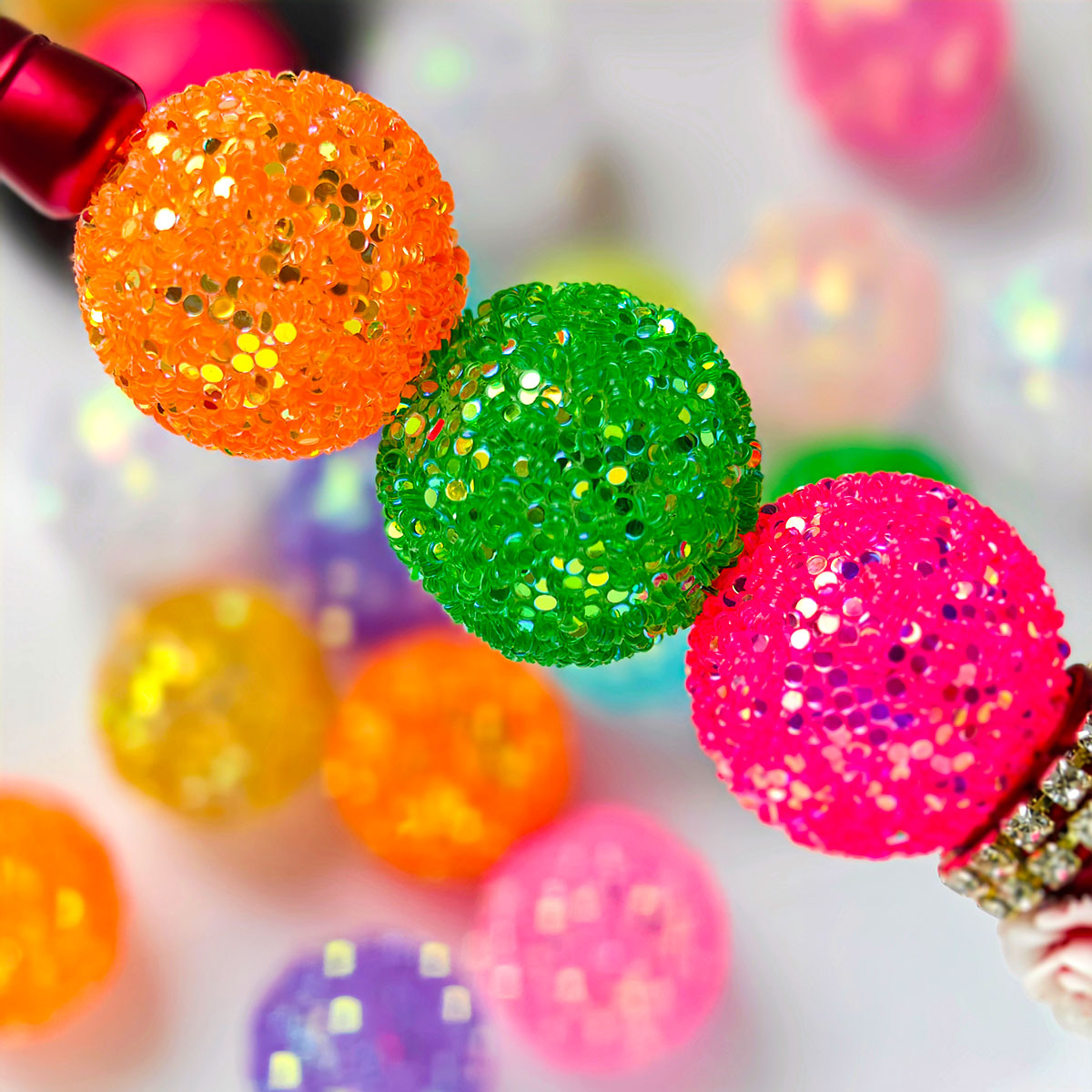 AA007 15pc / bag  Wholesales  Gumball Sequin Rhinestone Resin Ball Sugar Beads For Beadable Pen Chunky Bubblegum Necklace Bracelet Jewelry 20mm