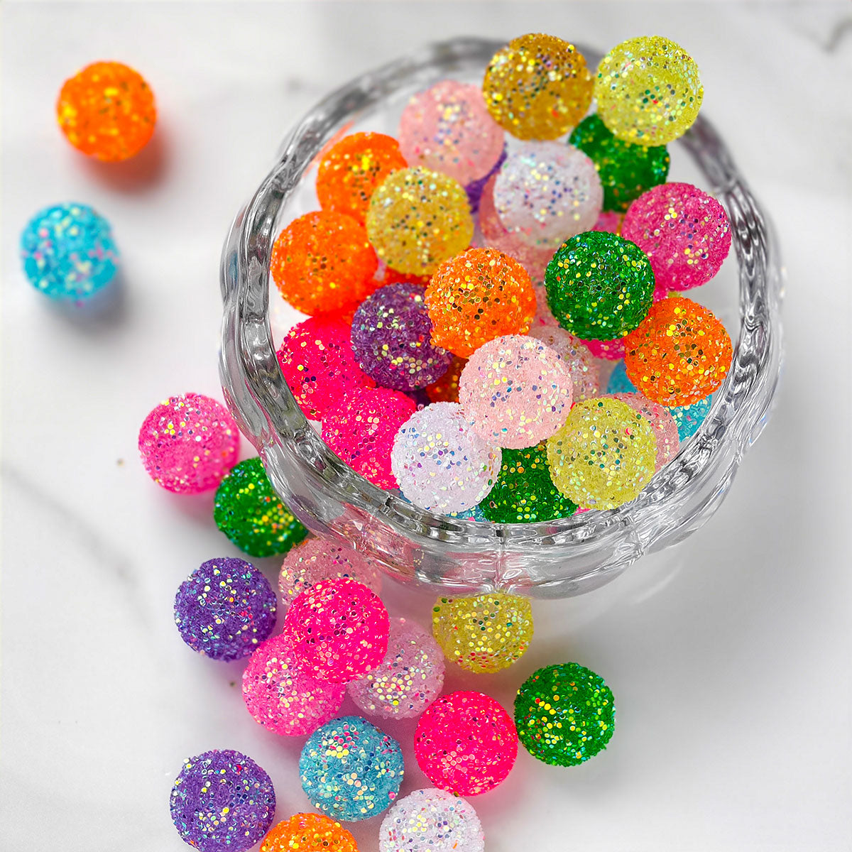 AA007 15pc / bag  Wholesales  Gumball Sequin Rhinestone Resin Ball Sugar Beads For Beadable Pen Chunky Bubblegum Necklace Bracelet Jewelry 20mm