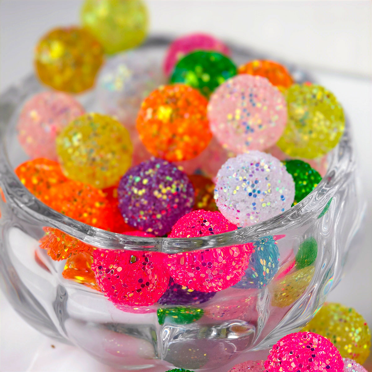 AA007 15pc / bag  Wholesales  Gumball Sequin Rhinestone Resin Ball Sugar Beads For Beadable Pen Chunky Bubblegum Necklace Bracelet Jewelry 20mm