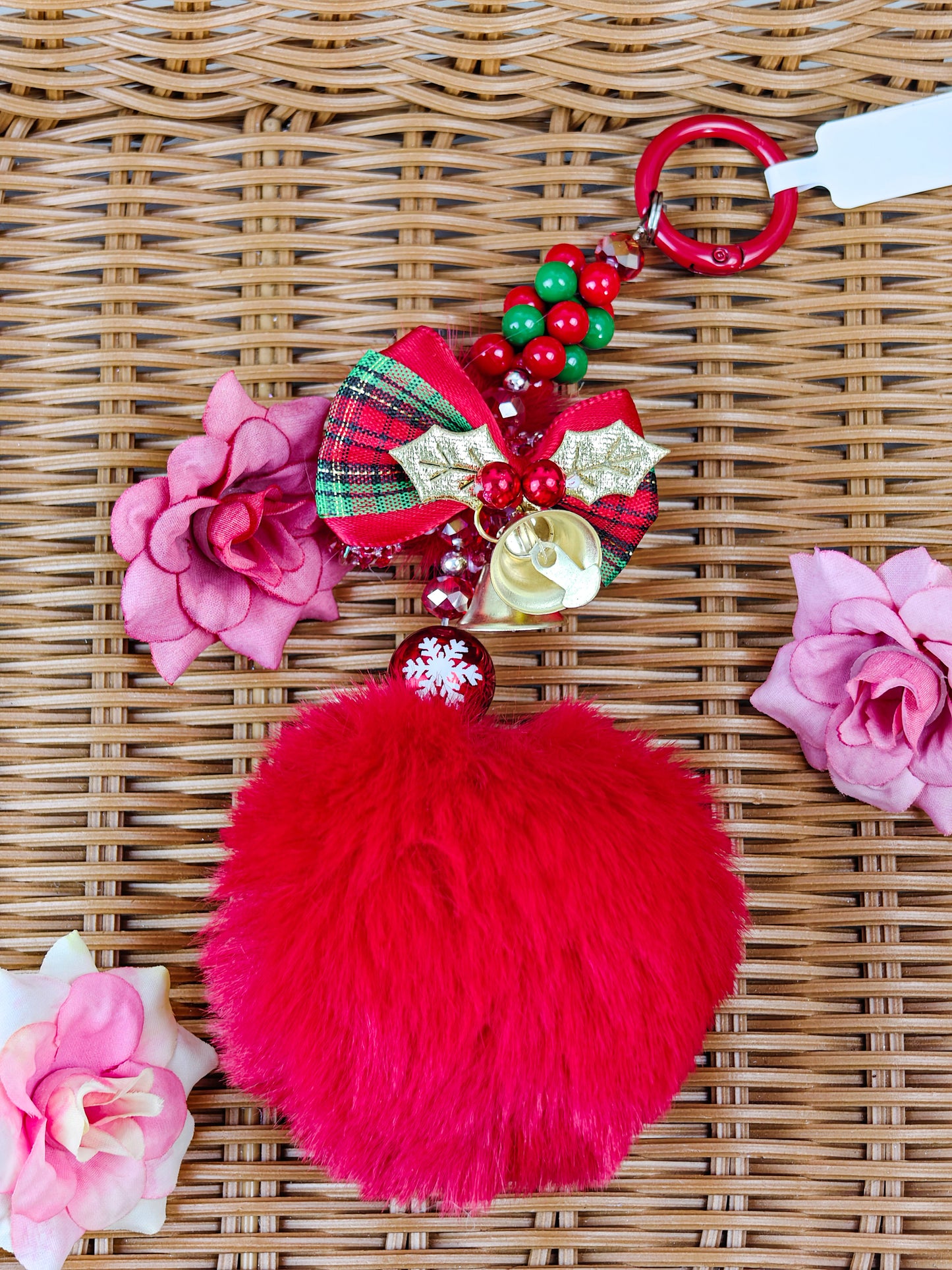 Christmas design phone chain hairball keychain   handmade products