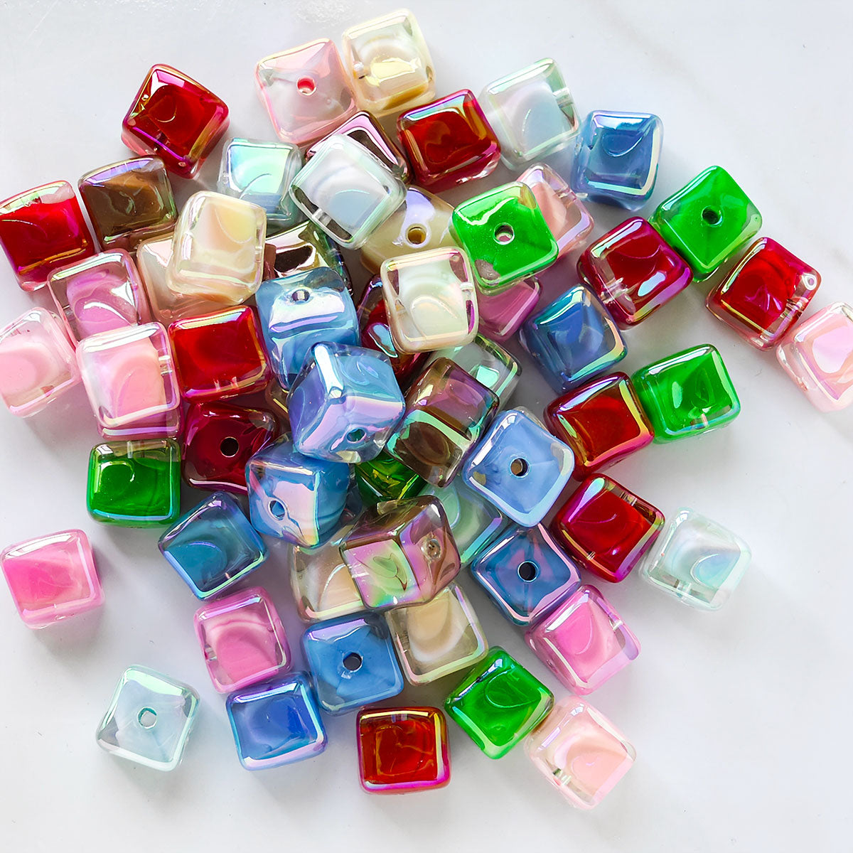 AA001   20pcs/Set 14mm Square Beads Large Hole Acrylic Beads, Suitable For DIY Jewelry - Great For Diy Pens, Necklaces, Keychains