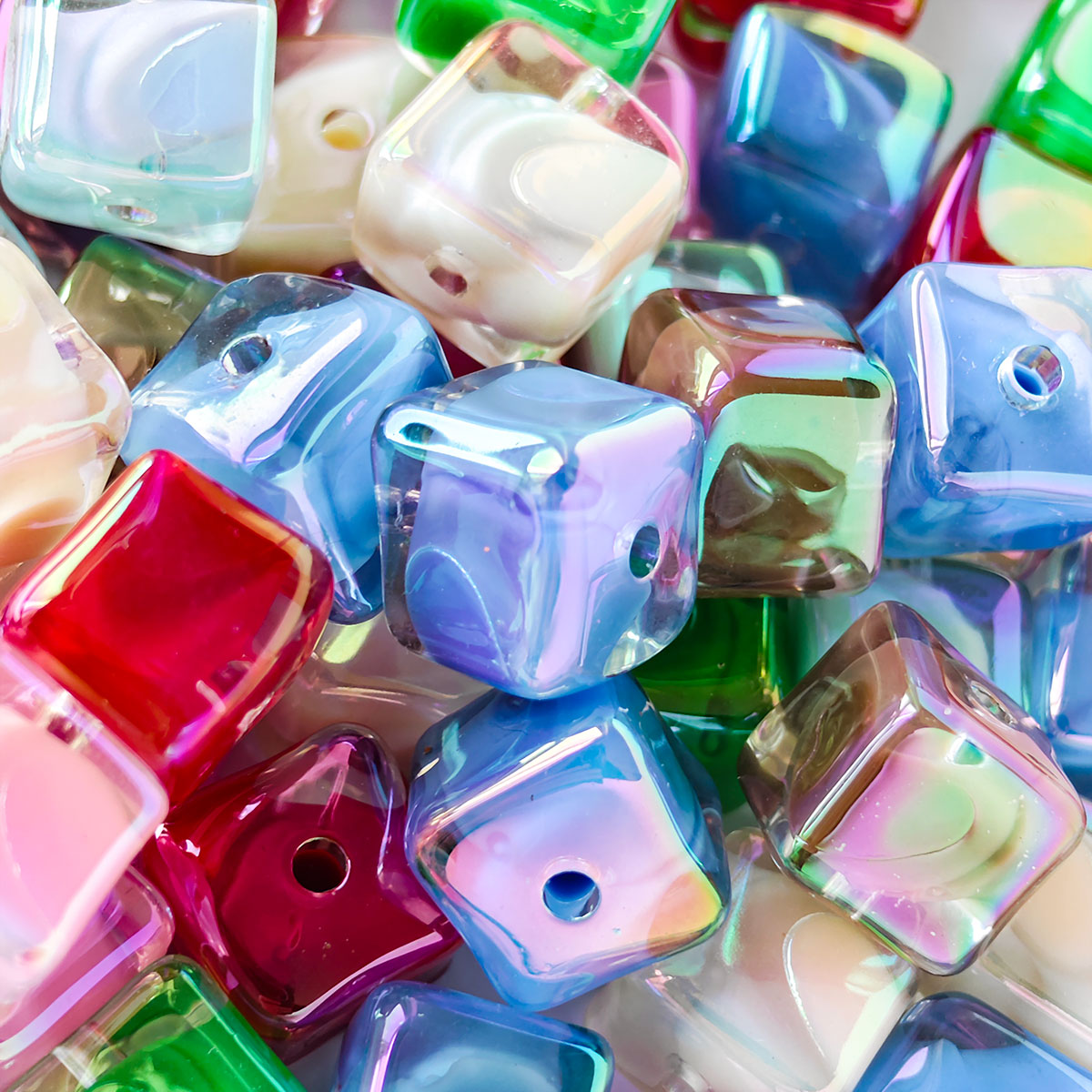 AA001   20pcs/Set 14mm Square Beads Large Hole Acrylic Beads, Suitable For DIY Jewelry - Great For Diy Pens, Necklaces, Keychains