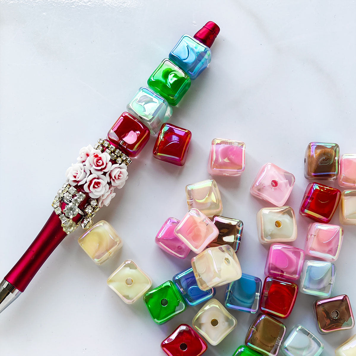 AA001   20pcs/Set 14mm Square Beads Large Hole Acrylic Beads, Suitable For DIY Jewelry - Great For Diy Pens, Necklaces, Keychains