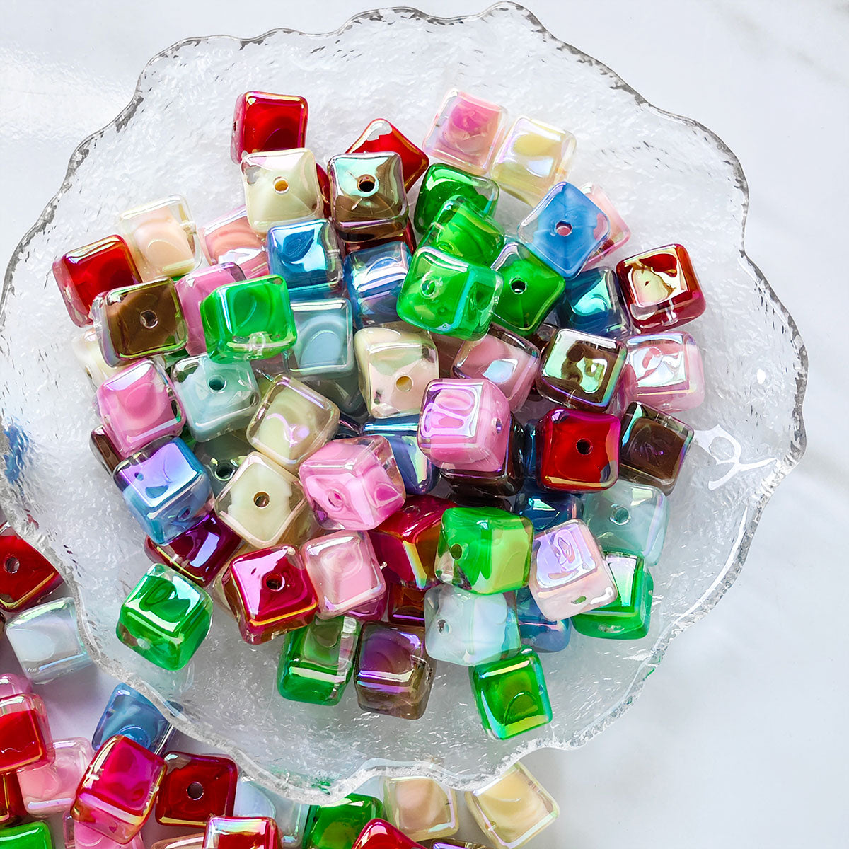 AA001   20pcs/Set 14mm Square Beads Large Hole Acrylic Beads, Suitable For DIY Jewelry - Great For Diy Pens, Necklaces, Keychains