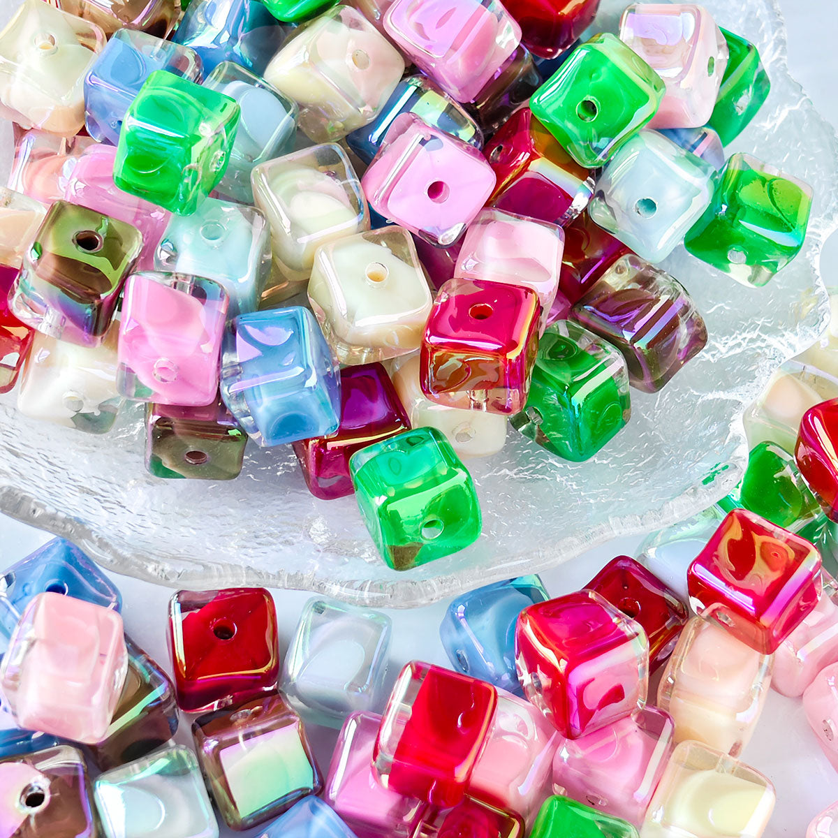 AA001   20pcs/Set 14mm Square Beads Large Hole Acrylic Beads, Suitable For DIY Jewelry - Great For Diy Pens, Necklaces, Keychains