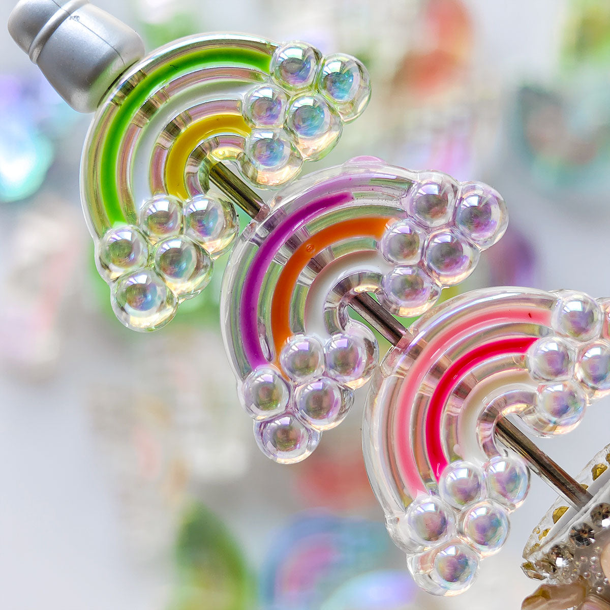 AA003 15pc / bag Acrylic Ab Color Heart-Shaped Diy Jewelry Beads, Random Colors, Great for Diy Pens ,Keychains