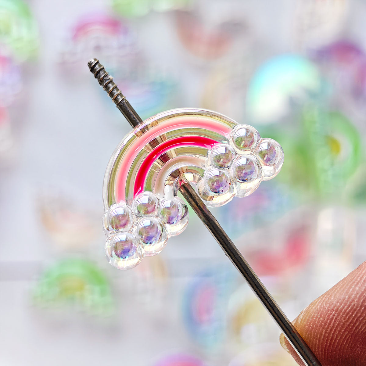 AA003 15pc / bag Acrylic Ab Color Heart-Shaped Diy Jewelry Beads, Random Colors, Great for Diy Pens ,Keychains