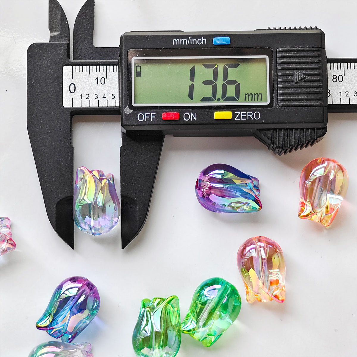 AA004 20pc / bag  Acrylic Ab Color Transparent Beads With Big Stringing Hole For Diy Jewelry Making, Stamen shape