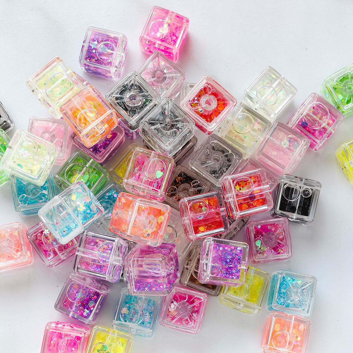 AA005 6pc / bag Square water Beads Large Hole Acrylic Beads, Suitable For DIY Jewelry , Necklaces, Keychains,pens