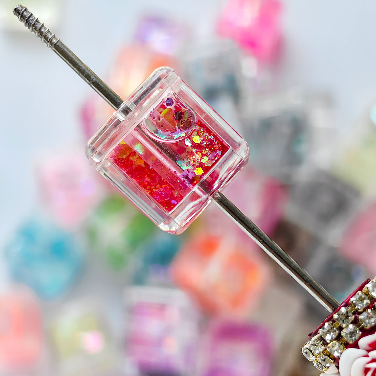 AA005 6pc / bag Square water Beads Large Hole Acrylic Beads, Suitable For DIY Jewelry , Necklaces, Keychains,pens