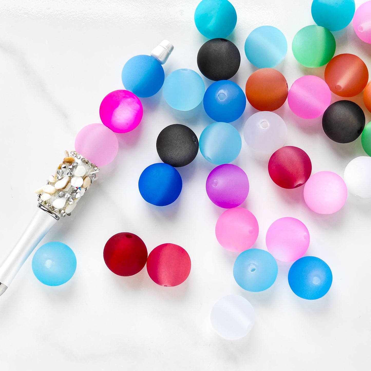 AA013 15pcs 20mm Colorful Opaque Acrylic Round Beads Plastic  For DIY Jewelry Making,pens, keychain, phonechain